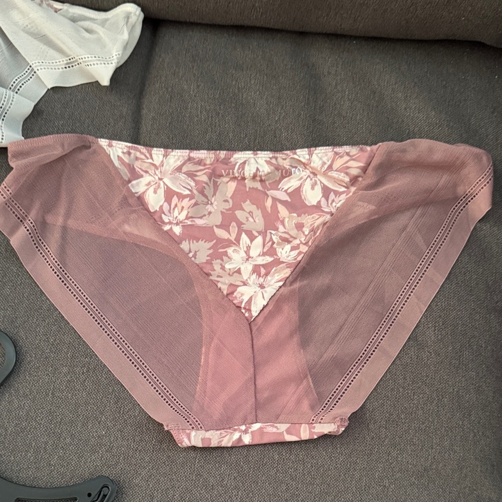 Vince Camuto Floral and Solid Panty Set - Cream, Pink, Gray - Picture 12 of 13